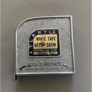 Vintage Atlantic Ind White Tape‎ 6FT S65W Measuring Tape Newark NJ USA